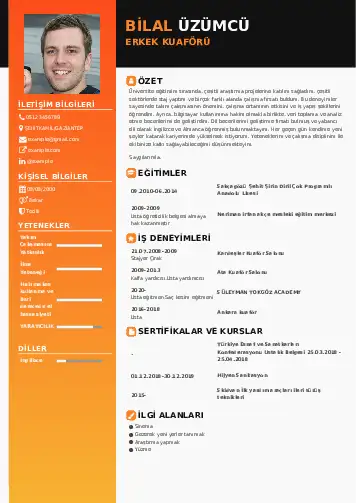 Kuaför Cv Örnekleri cv indir